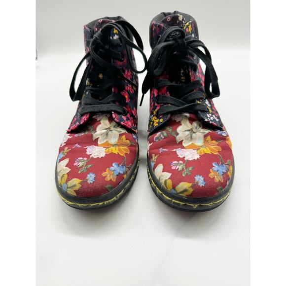 Dr. Martens Maelly Dark Floral Canvas Upper High Top Combat Boots Women’s Size 5 - Picture 3 of 12
